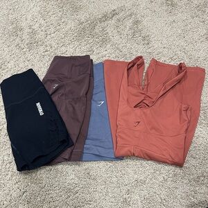 Gymshark short Set - Black, Brown, Blue, and burnt orange singlet